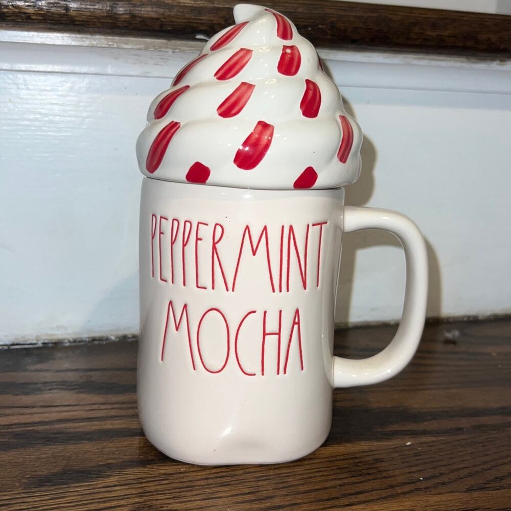 Rae Dunn Peppermint Mocha Mug with Topper